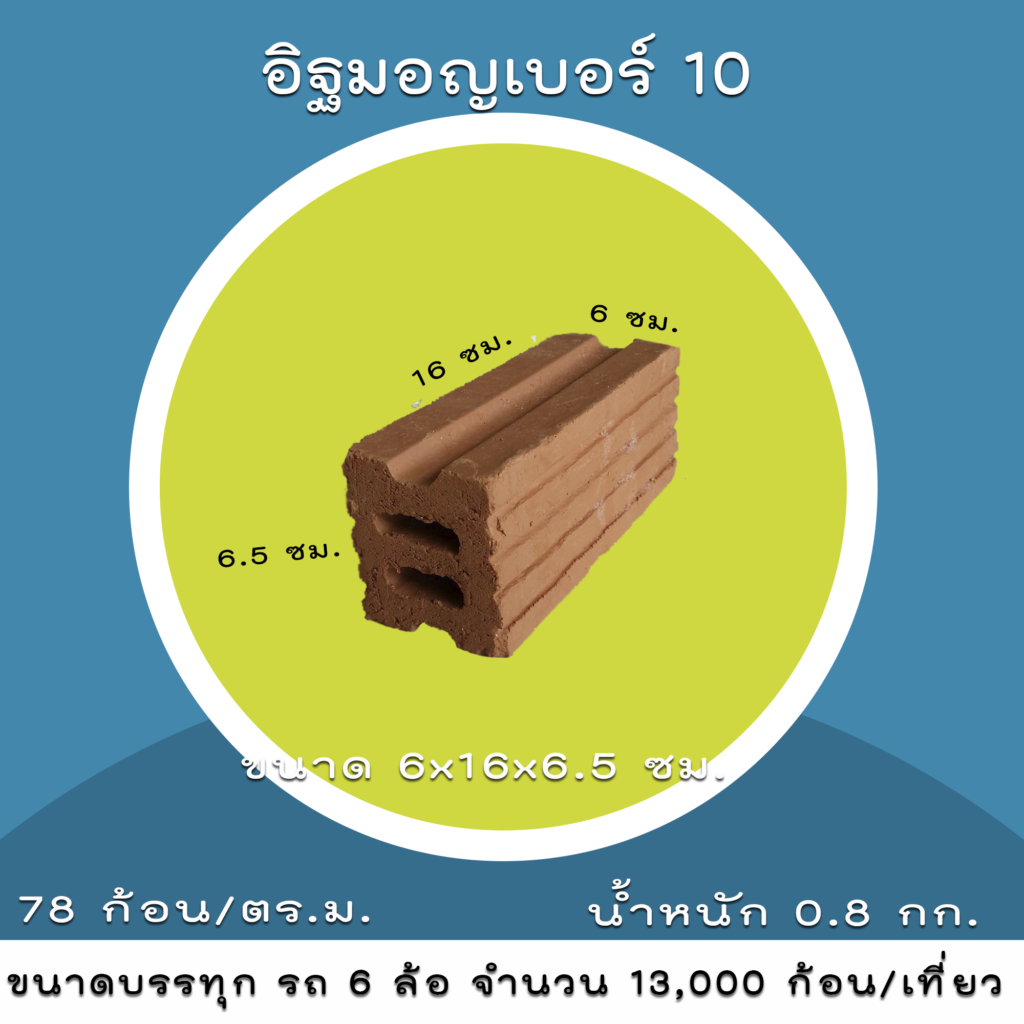อิฐมอญเบอร์10 อิฐมอญ 2 รู อิฐฝาง น้ำหนักเบา ระบายความร้อนได้ดี เหมาะกับงานผนัง