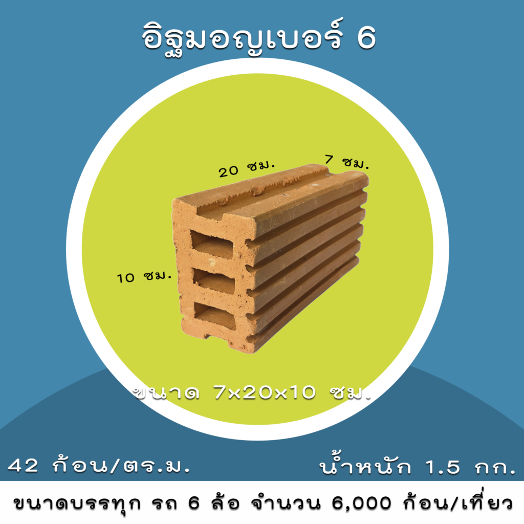 อิฐมอญเบอร์3 อิฐมอญ3รู อิฐฝาง น้ำหนักเบา ระบายความร้อนได้ดี เหมาะกับงานผนัง